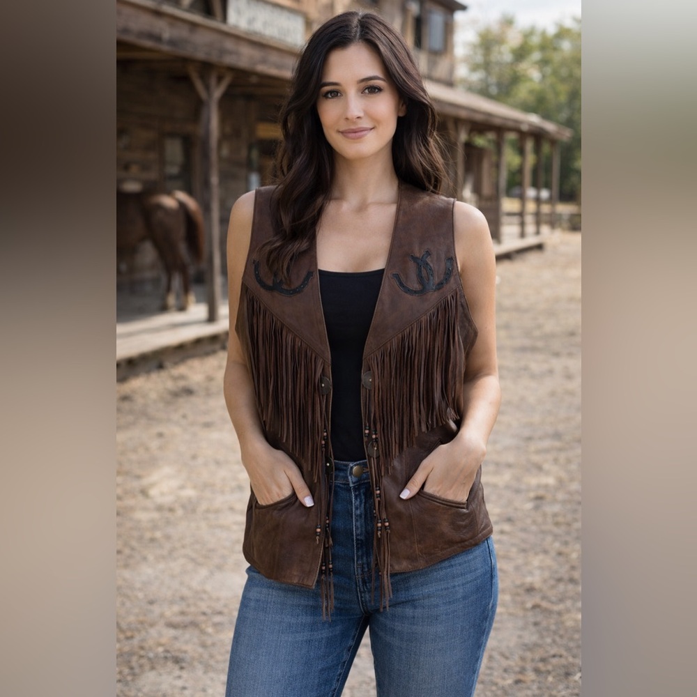 Kobler Brown Fringe Leather Vest